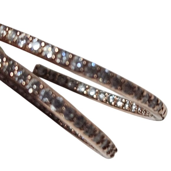 Elegant Rhinestone Rose Gold Tone Hoop Earrings Classic Fashion Jewelry Women - Picture 2 of 4